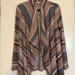 Maurices Gray, Dusty Blue, & Muted Pink  Striped Open Drape Cardigan
